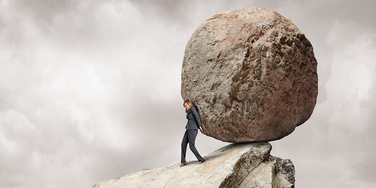 Person with boulder.