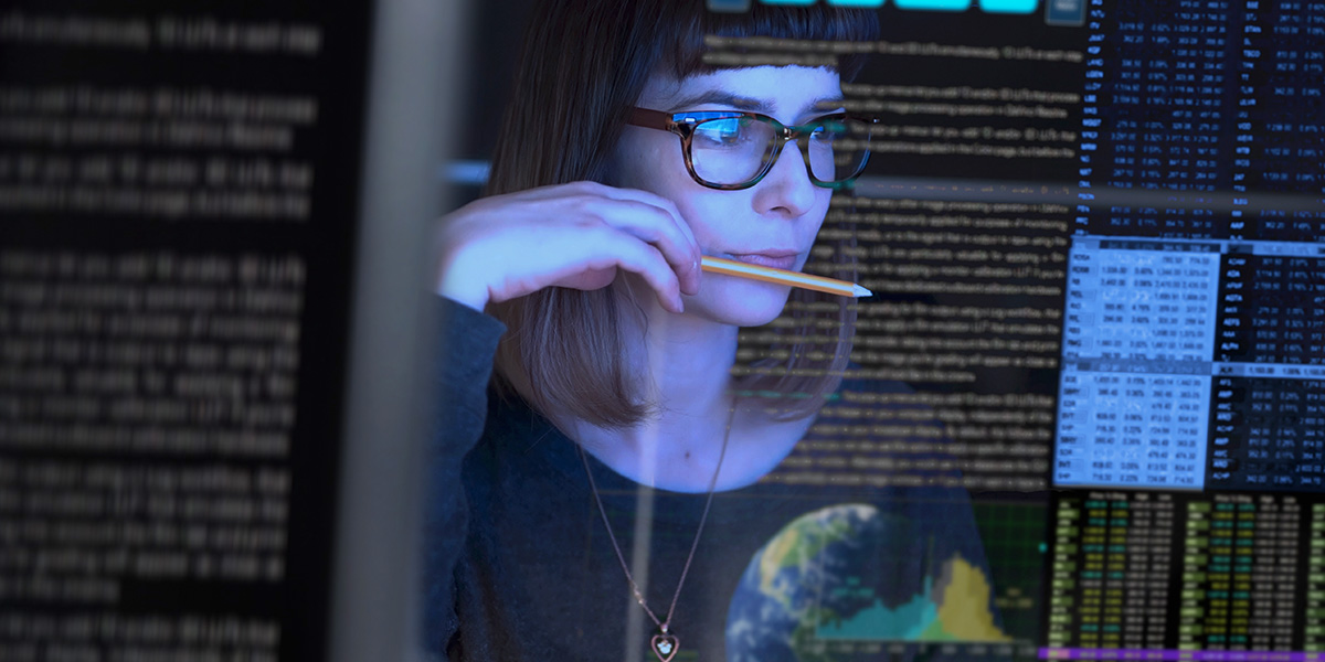 Woman looking at screen