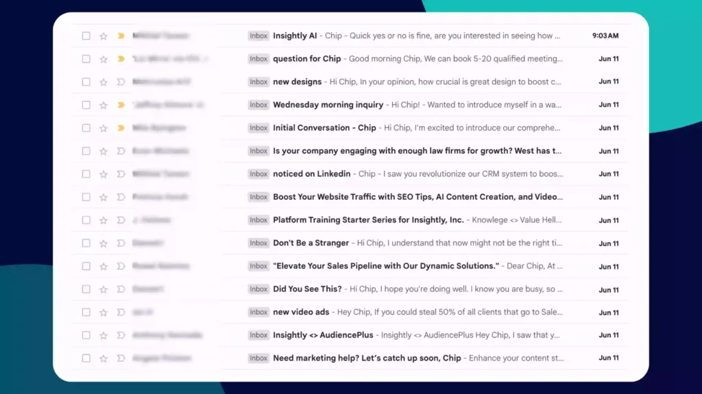 CMO Email Inbox Example Flooded with Spammy Emails